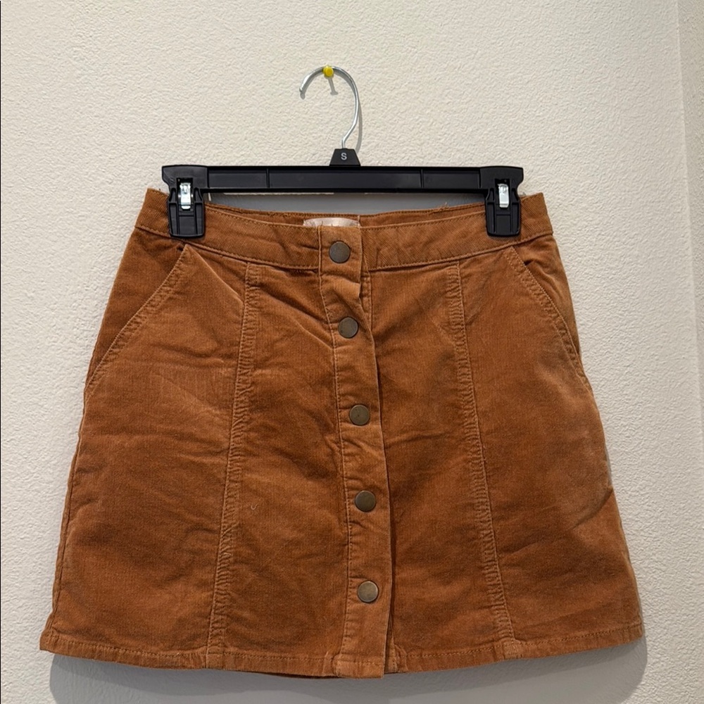Button-Front Tan Skirt